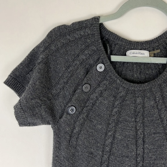 CALVIN KLEIN short sleeve sweater dress charcoal gray S - Picture 5 of 8